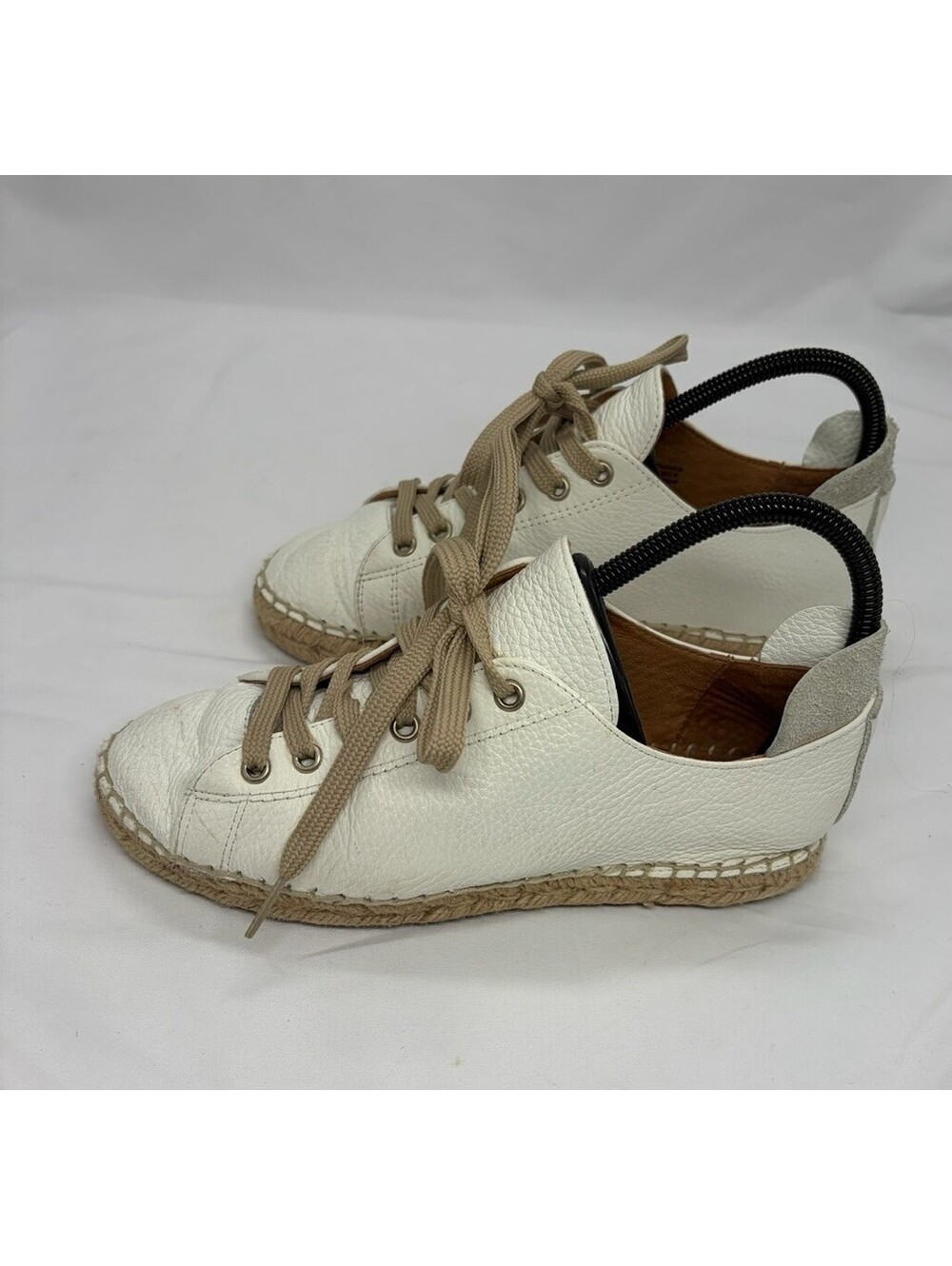 Maypol Espadrille Leather Shoes Handmade Spain Sz 37 White